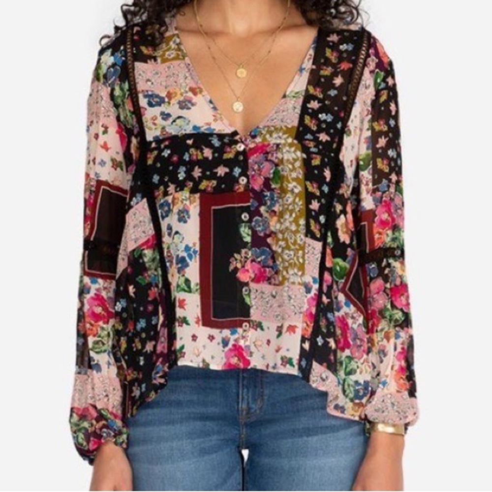 Johnny Was Multicolor Floral Blouse